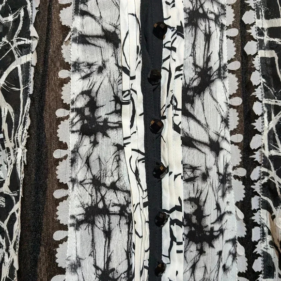 Byron Lars Lace Strapless Dress Black Midi Size 6 White - Picture 13 of 14